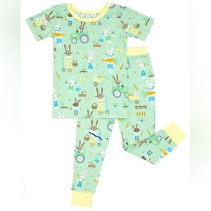 Little Sleepies Pistachio Hop To It 2-Piece Short Sleeve Pajama Set. 3T